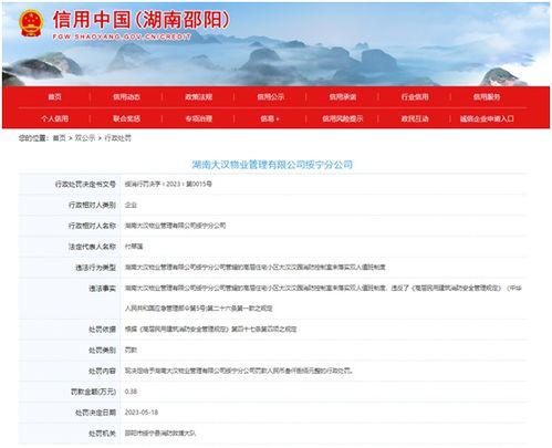 安全管理疏漏敲響警鐘 湖南大漢物業因未落實雙人值班制度受罰